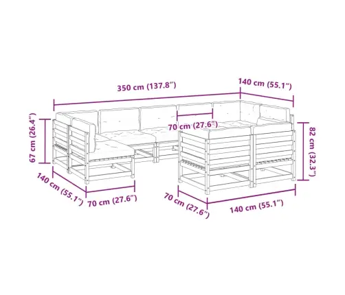 9-Osaline Aiadiivani Komplekt Patjadega, Männipuit