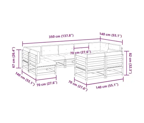Sodo Sofos Komplektas Su Pagalvėlėmis, 9 Dalių, Vaško, Pušis