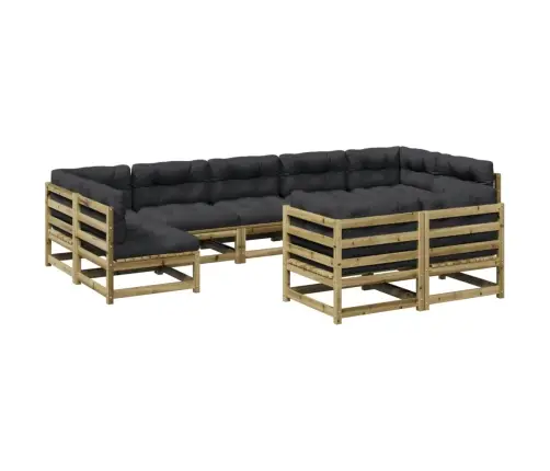 9-Daļīgs Dārza Dīvānu Komplekts Matrači Impregnēts Priedes Koks Vidaxl