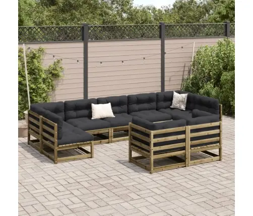 9-Daļīgs Dārza Dīvānu Komplekts Matrači Impregnēts Priedes Koks Vidaxl