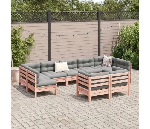 9-Daļīgs Dārza Dīvānu Komplekts, Matrači, Egles Masīvkoks Vidaxl