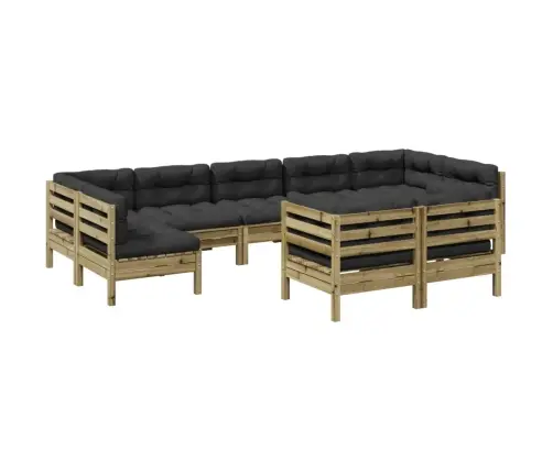 Sodo Sofos Komplektas Su Pagalvėlėmis, 9 Dalių, Pušis