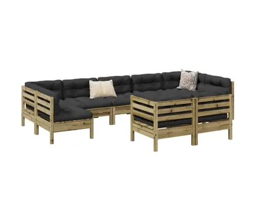 Sodo Sofos Komplektas Su Pagalvėlėmis, 9 Dalių, Pušis