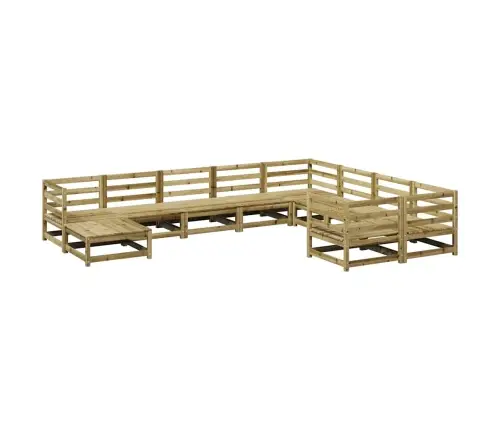 10-Daļīgs Dārza Dīvānu Komplekts, Impregnēts Priedes Koks Vidaxl