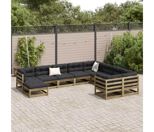 10-Daļīgs Dārza Dīvānu Komplekts, Impregnēts Priedes Koks Vidaxl