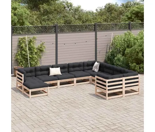 10-Daļīgs Dārza Dīvānu Komplekts Vaska Brūnas Priedes Masīvkoks Vidaxl