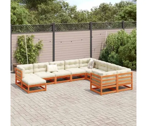 10-Osaline Aiadiivani Komplekt Patjadega, Vahapruun, Männipuit