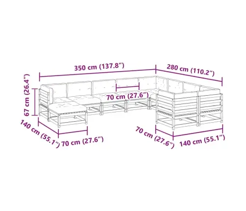 10-Osaline Aiadiivani Komplekt Patjadega, Immutatud Männipuit