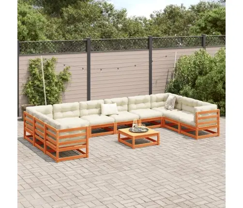 Sodo Sofos Komplektas, 11 Dalių, Vaško Rudas, Pušies Masyvas