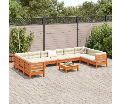 Sodo Sofos Komplektas Su Pagalvėlėmis, 11 Dalių, Vaško, Pušis