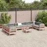 11-Daļīgs Dārza Dīvānu Komplekts, Matrači, Egles Masīvkoks Vidaxl