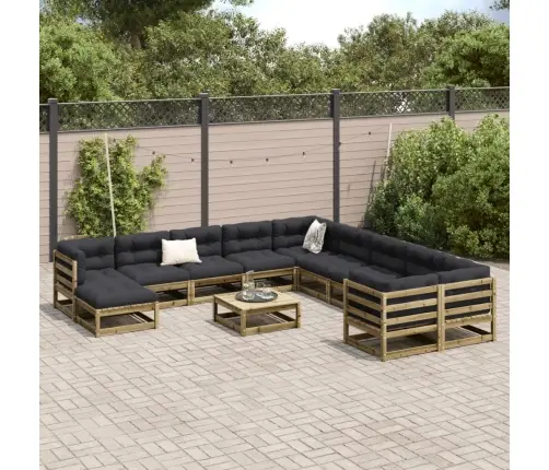 12-Daļīgs Dārza Dīvāna Komplekts Ar Matračiem Impregnēta Priede Vidaxl