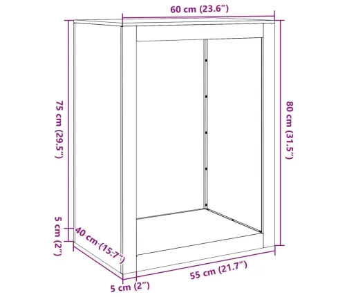 Küttepuude Rest, Valge, 60X40X80 cm Teras