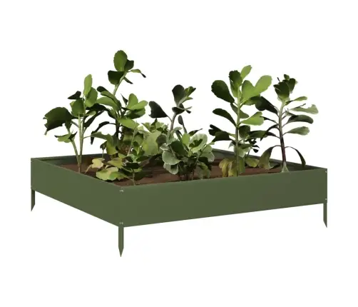 Augstā Puķu Kaste, Olīvu Zaļa, 100X100X26 Cm, Tērauds Vidaxl