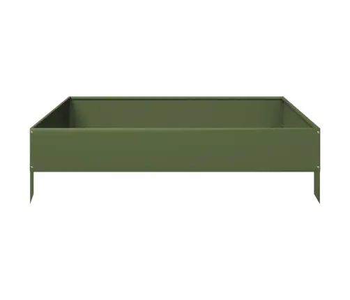 Augstā Puķu Kaste, Olīvu Zaļa, 100X100X26 Cm, Tērauds Vidaxl