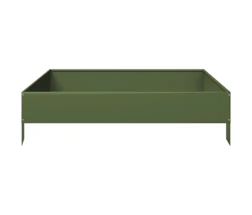 Augstā Puķu Kaste, Olīvu Zaļa, 100X100X26 Cm, Tērauds Vidaxl