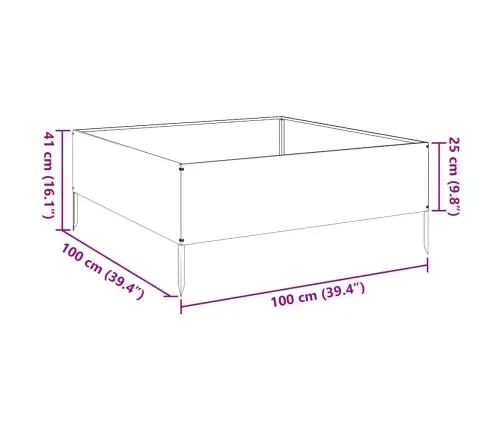 Taimekast, 100X100X25 cm Tsingitud Teras