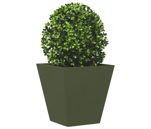 Dārza Puķu Kastes, 2 Gab., Olīvu Zaļas, 30X30X30 Cm, Tērauds Vidaxl