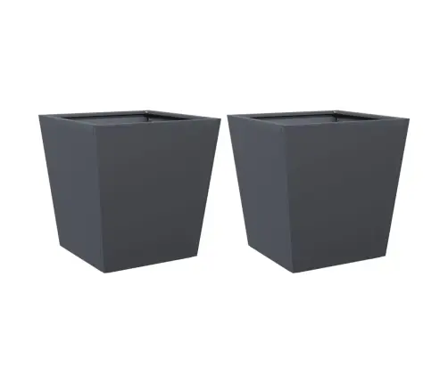 Dārza Puķu Kastes, 2 Gab., Antracītpelēkas, 40X40X40Cm, Tērauds Vidaxl