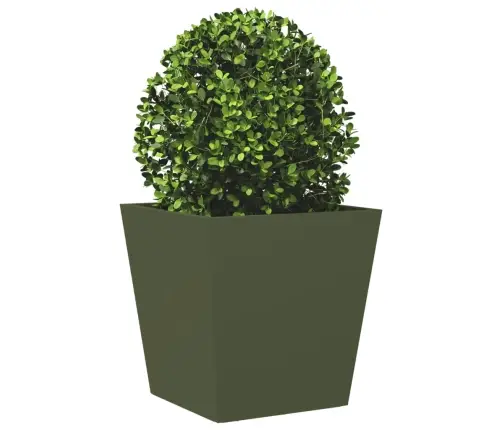 Dārza Puķu Kastes, 2 Gab., Olīvu Zaļas, 40X40X40 Cm, Tērauds Vidaxl