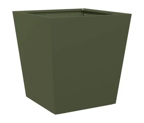 Dārza Puķu Kastes, 2 Gab., Olīvu Zaļas, 40X40X40 Cm, Tērauds Vidaxl