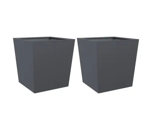 Dārza Puķu Kastes, 2 Gab., Antracītpelēkas, 50X50X50Cm, Tērauds Vidaxl