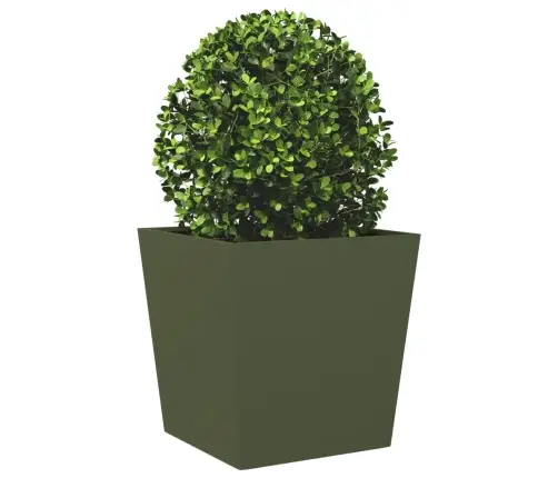 Dārza Puķu Kastes, 2 Gab., Olīvu Zaļas, 50X50X50 Cm, Tērauds Vidaxl