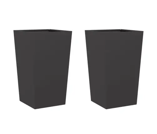 Dārza Puķu Kastes, 2 Gab., Melnas, 45X45X75 Cm, Tērauds Vidaxl