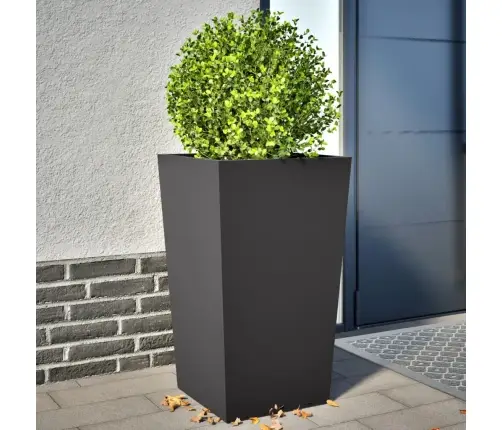 Dārza Puķu Kastes, 2 Gab., Melnas, 45X45X75 Cm, Tērauds Vidaxl