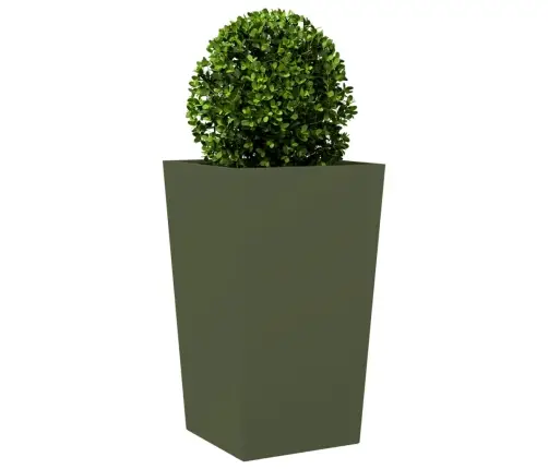 Dārza Puķu Kastes, 2 Gab., Olīvu Zaļas, 45X45X75 Cm, Tērauds Vidaxl