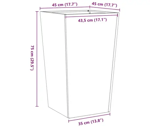 Dārza Puķu Kaste, 45X45X75 Cm, Cinkots Tērauds Vidaxl