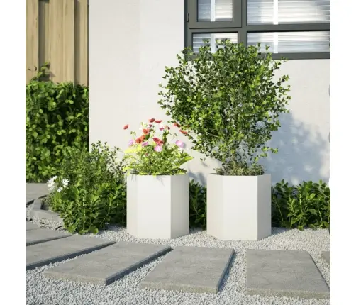 Sodo Sodinukai 2 Vnt Baltas Šešiakampis 46X40X45 Cm Plieninis