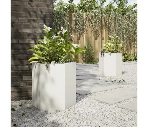 Sodo Sodinukai 2 Vnt Baltas Šešiakampis 46X40X45 Cm Plieninis