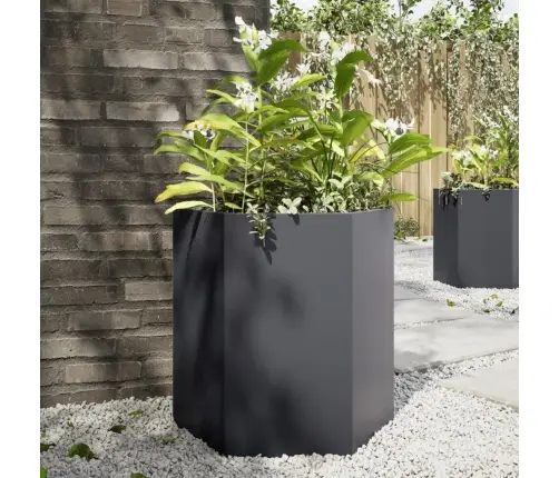 Dārza Puķu Kaste, Pelēka, Sešstūra, 46X40X45 Cm, Tērauds Vidaxl