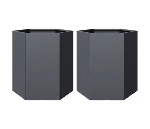 Puķu Kastes, 2 Gab., Pelēkas, Sešstūra, 46X40X45 Cm, Tērauds Vidaxl