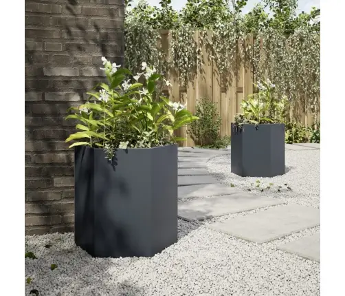 Puķu Kastes, 2 Gab., Pelēkas, Sešstūra, 46X40X45 Cm, Tērauds Vidaxl