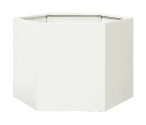 Dārza Puķu Kaste, Balta, Sešstūra, 69X60X45 Cm, Tērauds Vidaxl