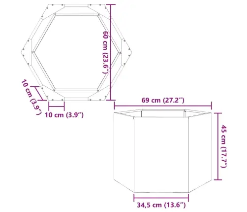 Dārza Puķu Kaste, Balta, Sešstūra, 69X60X45 Cm, Tērauds Vidaxl