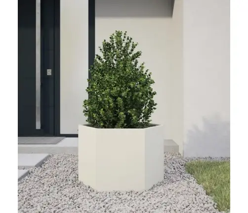 Dārza Puķu Kaste, Balta, Sešstūra, 69X60X45 Cm, Tērauds Vidaxl