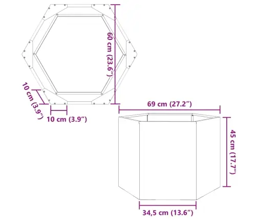 Sodo Lovelis, Alyvuogių, 69X60X45cm Plienas, Šešiakampis