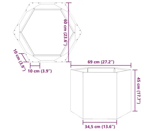 Sodo Lovelis, 69X60X45cm Nerūdijantis Plienas, Šešiakampis