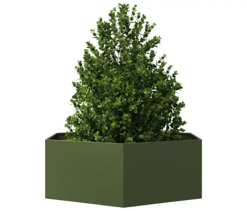 Puķu Kaste, Olīvu Zaļa, Sešstūra, 138X120X45 Cm, Tērauds Vidaxl