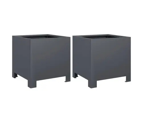 Dārza Puķu Kastes, 2 Gab., Antracītpelēkas, 30X30X30Cm, Tērauds Vidaxl