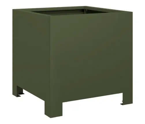 Dārza Puķu Kastes, 2 Gab., Olīvu Zaļas, 30X30X30 Cm, Tērauds Vidaxl