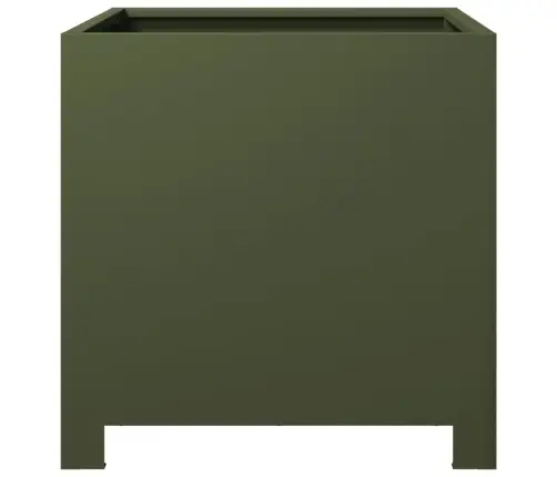 Dārza Puķu Kaste, Olīvu Zaļa, 40X40X40 Cm, Tērauds Vidaxl
