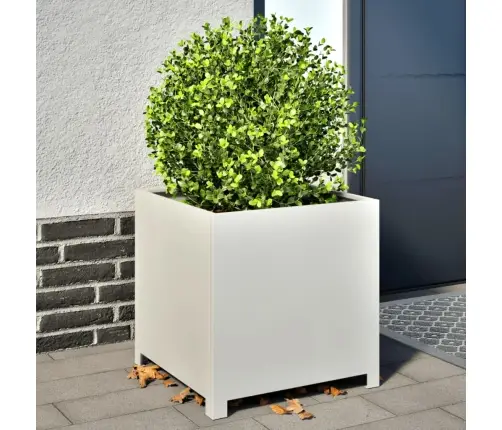 Dārza Puķu Kaste, Balta, 50X50X50 Cm, Tērauds Vidaxl