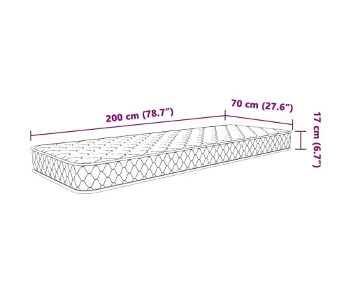 Memory Čiužinys, Baltos Spalvos, 70X200X17cm Minkštas