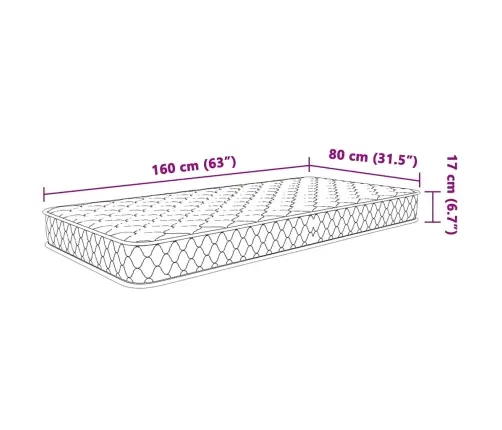 Atmiņas Efekta Putu Matracis, Balts, 80X160X17 Cm, Mīksts Vidaxl