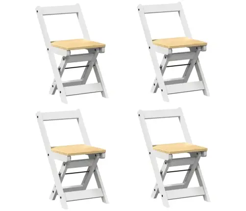 Söögitoolid Kokkupandavad 4 Tk "Corona" Valge Männipuit