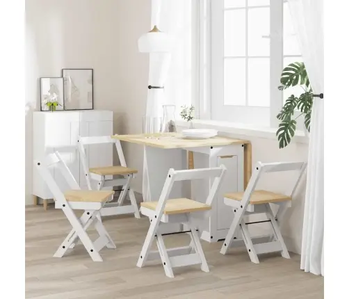 Söögitoolid Kokkupandavad 4 Tk "Corona" Valge Männipuit